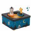 Boîte à musique 2 petits chats illustrée d'un joyeux paysage nocturne