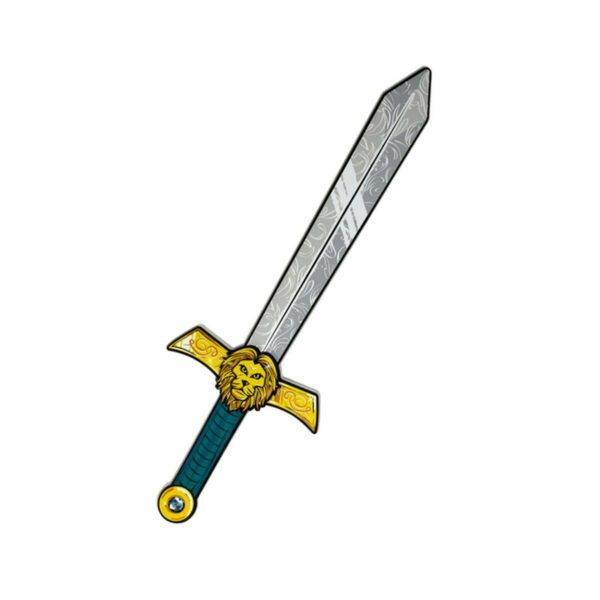 Découvrez cette Lionheart épée en mousse. Cette épée est fabriquée à partir de mousse EVA de haute qualité, avec une tête de lion dorée et une poignée bleue et jaune. Vous voilà prête au combat qui est parfaite pour les jeux de rôle sur le thème médiéval.