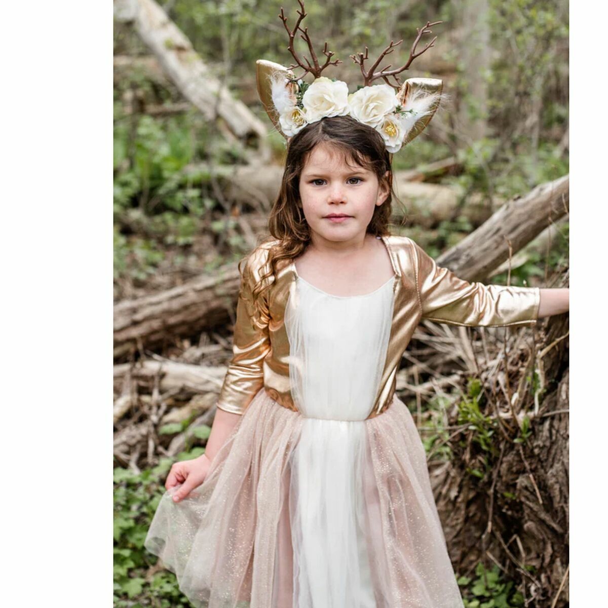 robe  de cerf assortie d'un serre-tête avec des oreilles et des bois de cerf