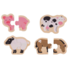 ces puzzles représentent 4 animaux (une vache, un cochon, un mouton, un cheval) de 2 pièces chacun, soit 8 pièces au total.