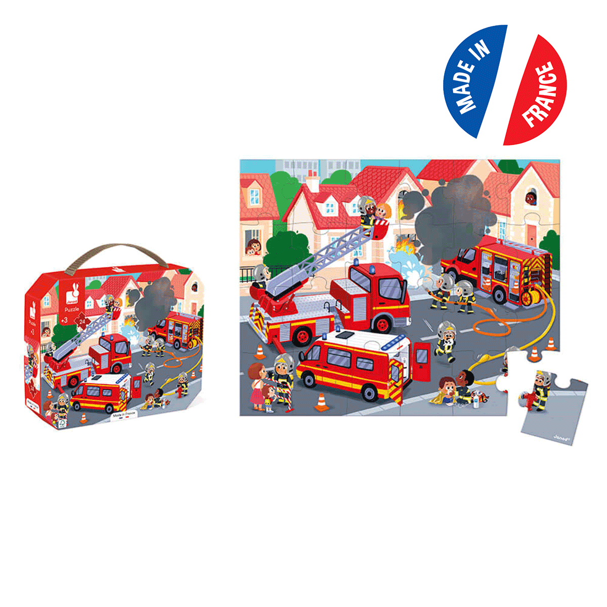 Puzzle-d'observation-Pompiers Ce beau puzzle en carton solide va charmer tous les amoureux des pompiers