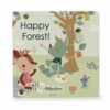 Livre tactile et sonore Happy Forest. Le livre est joliment illustré avec des images colorées adaptées aux très jeunes enfants et il convient à la taille de leurs mains. Les sons mystérieux suscitent leur curiosité et le matériau cartonné solide assure une longue durée de vie