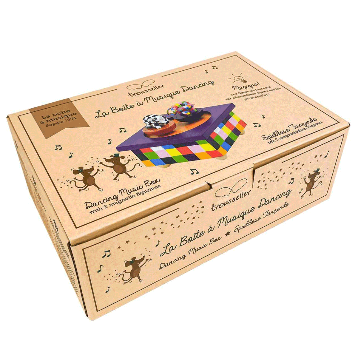 Ce manège musical est un très bel objet de décoration pour la chambre de bébé qui participe à l'éveil musical et visuel de votre bébé.