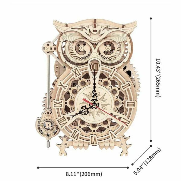 Une Horloge mécanique à engrenages avec une belle forme de hibou et un mouvement à piles. Elle possède un pendule à remontoir avec une minuterie à remontoir. Lorsque le temps est écoulé, la cloche de la minuterie sonne !