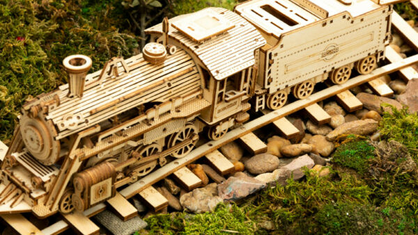 Locomotive Vapeur Maquette 3D en Bois