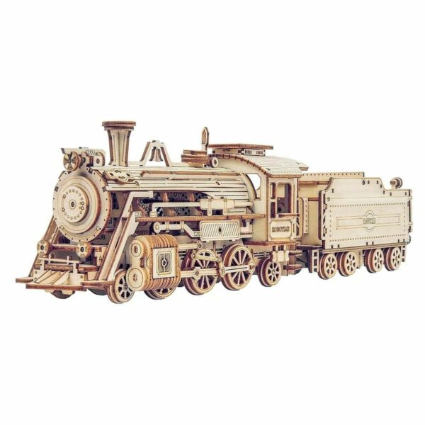 Magnifique Locomotive à Vapeur, une Maquette 3D en Bois à l'échelle 1:80.
