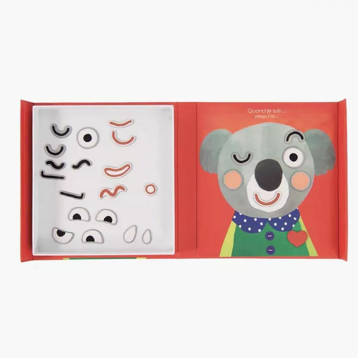 Jeu-magnétique-émotions En associant des expressions faciales à des situations ou à des émotions spécifiques, le jeu encourage le développement de la communication verbale et non verbale chez les enfants. Cela peut également être un moyen ludique d'explorer la manière dont les expressions du visage peuvent être utilisées pour transmettre des sentiments et des idées.