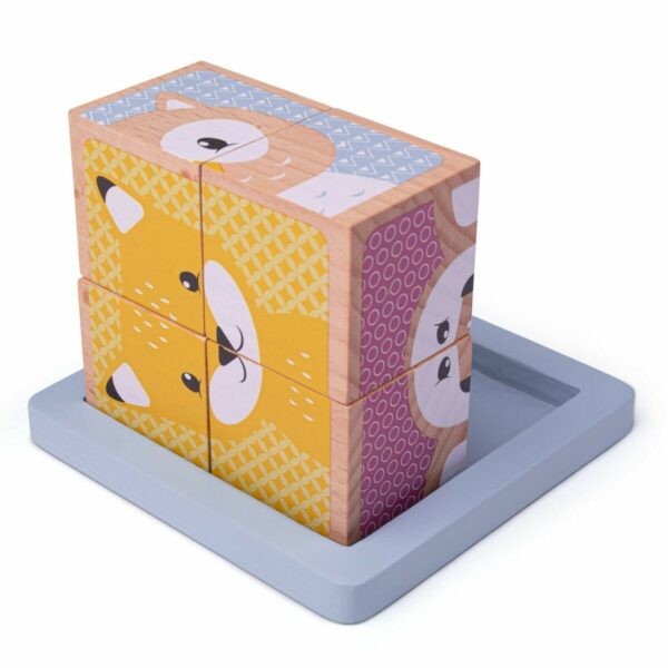 Assemblez les 4 pièces du puzzle cubes pour créer une image d'animal des bois