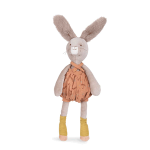 Grande Peluche lapin en barboteuse argile