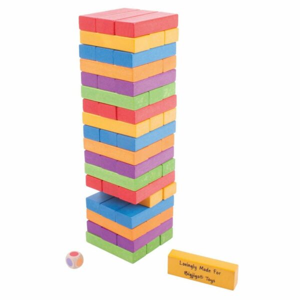 Empilez la tour avec trois blocs par couleur (par exemple), puis à tour de rôle retirer un bloc - sans provoquer l'effondrement de la tour !