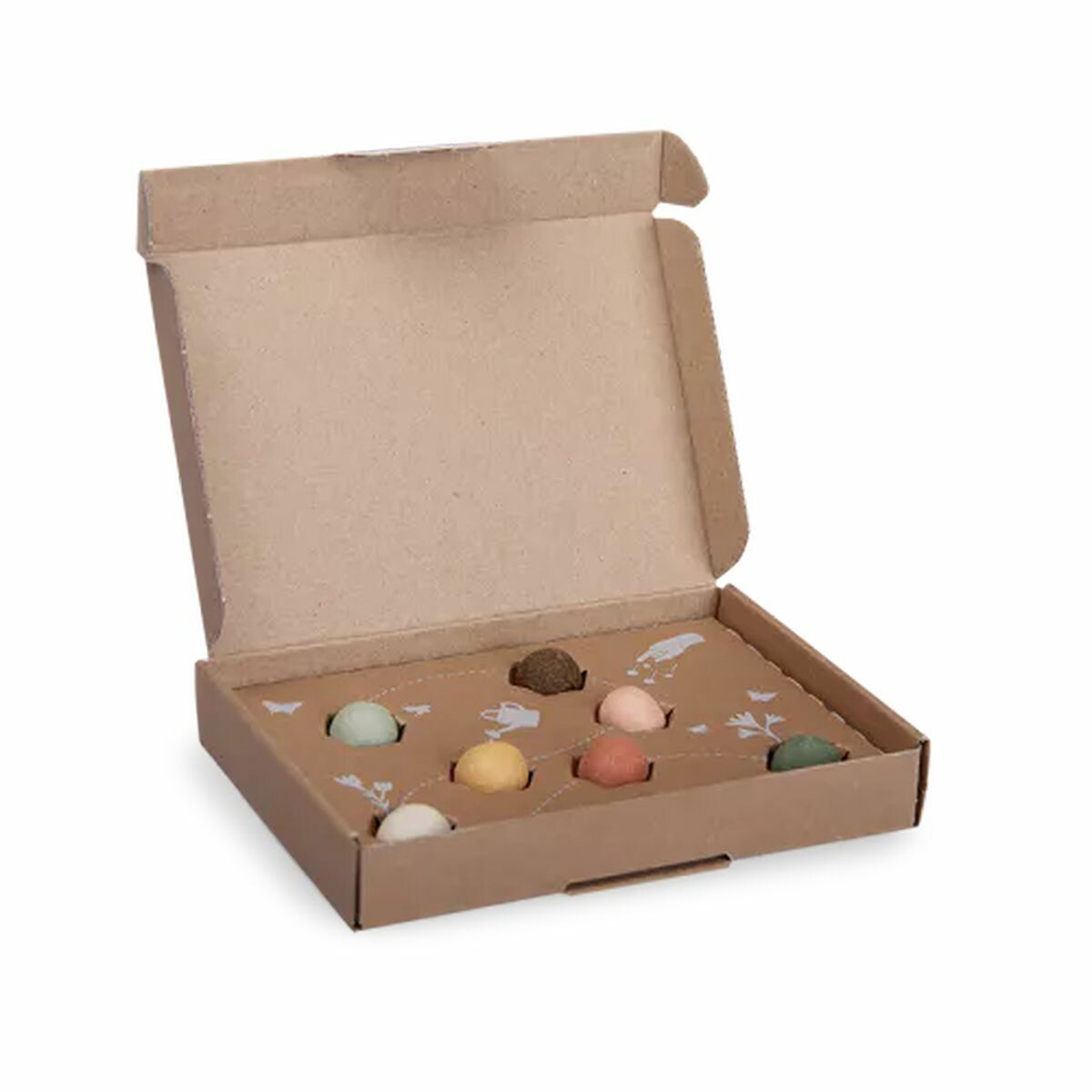 7-Bombes-Graines-Bidiboule Votre enfant fera pousser de jolies fleurs sauvages avec ces 7 bombes à graines qui aideront les abeilles, papillons et autres pollinisateurs à se nourrir !