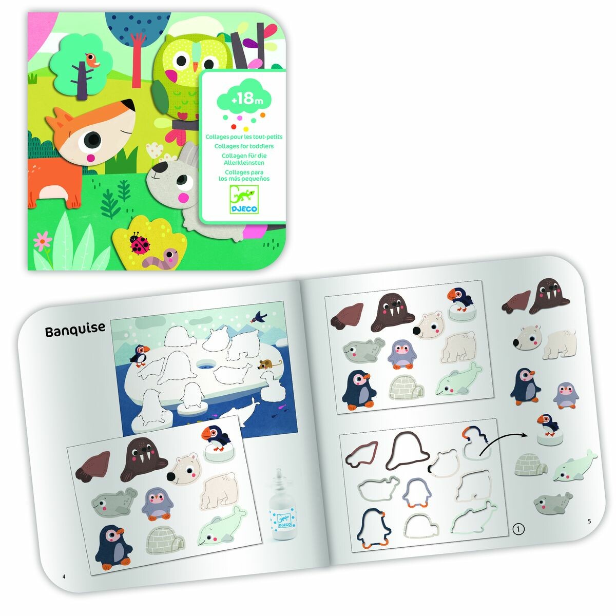 La colle est adaptée pour les tout-petits. Un livret explicatif en couleurs et uniquement en images les guide pas à pas. 