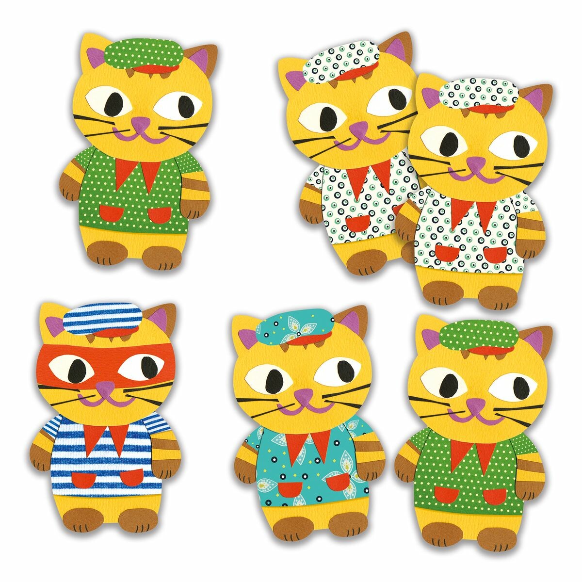 Un jeu de Mistigri revisité avec des cartes illustrées et silhouettées en forme de chat.