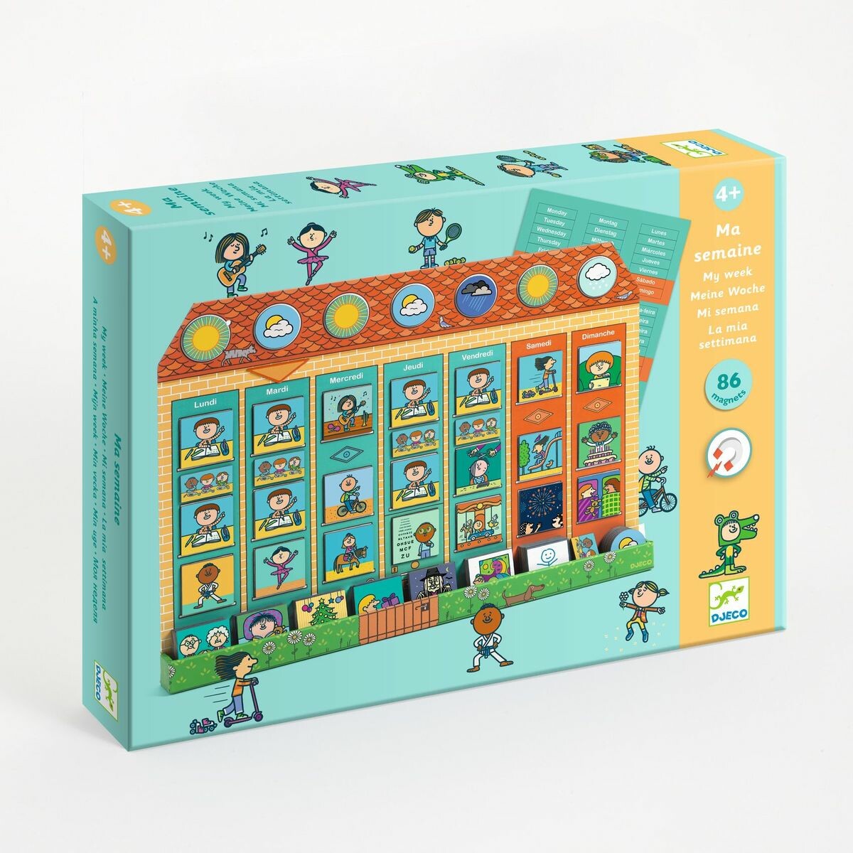 Semaine-Magnétique Ce tableau est un outil éducatif flexible et réutilisable, conçu pour encourager l'apprentissage et l'engagement des enfants dans divers domaines artistiques. Il est fait pour développer la créativité et la motricité.