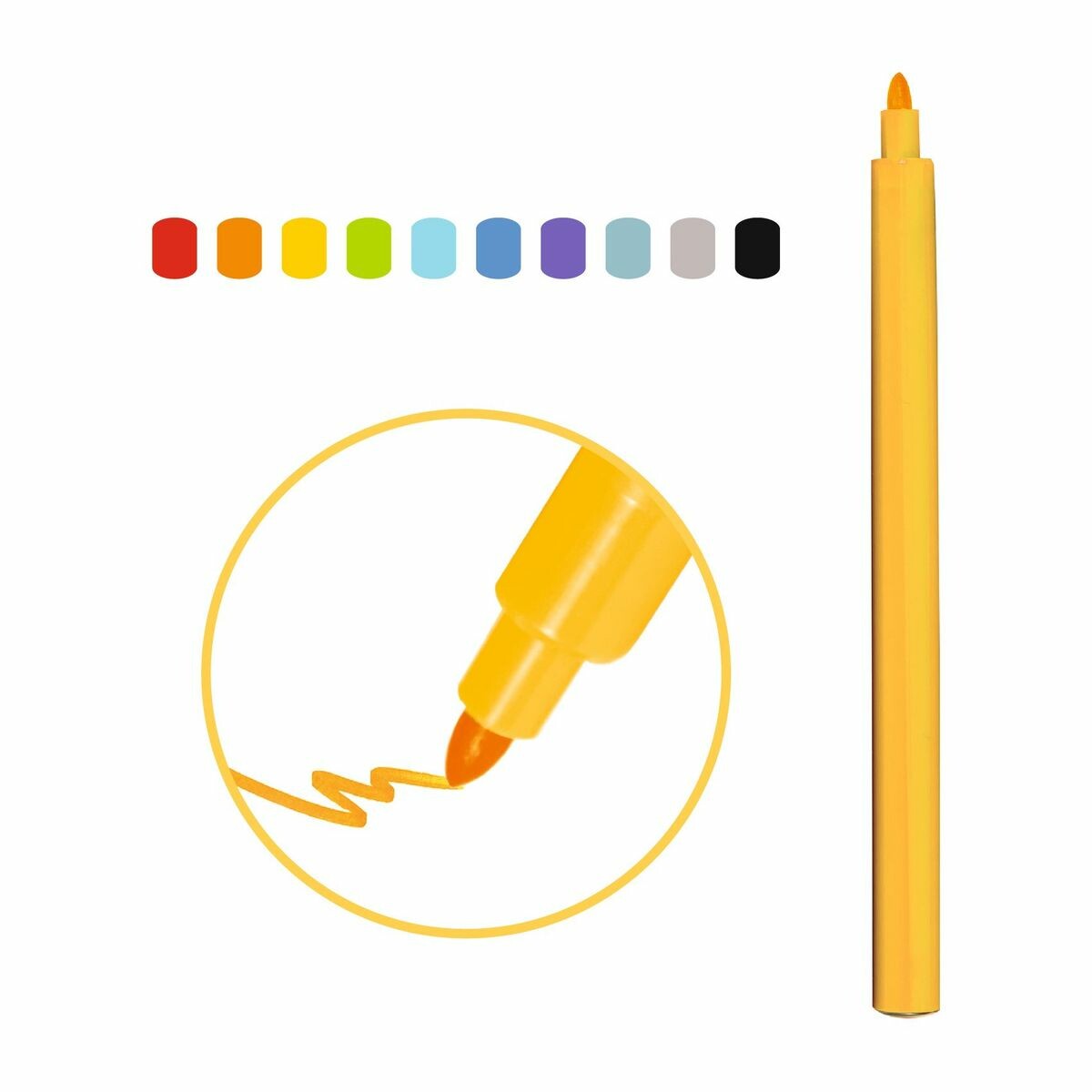 Une pochette de 10 feutres pointe fine aux couleurs pétillantes