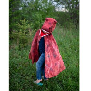 Cape T-Rex rouge avec griffes 7/8 ans