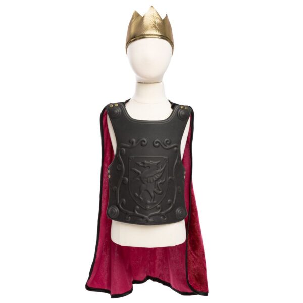 Tunique de Chevalier Cape Protection et Couronne or 7/8 ans