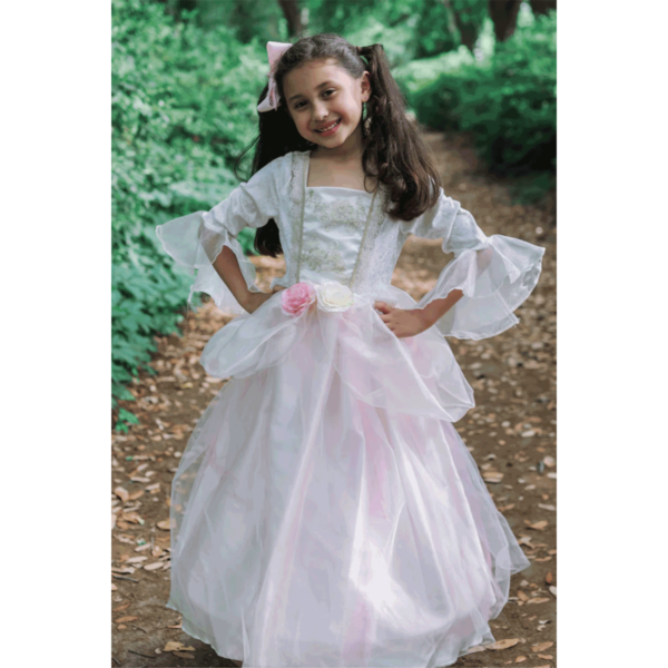 Laissez vous séduire par cette robe de princesse rose et dorée en taille 3/4 ans