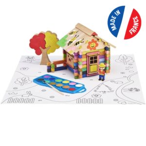 Jeu de construction en Bois Chalet à Peindre