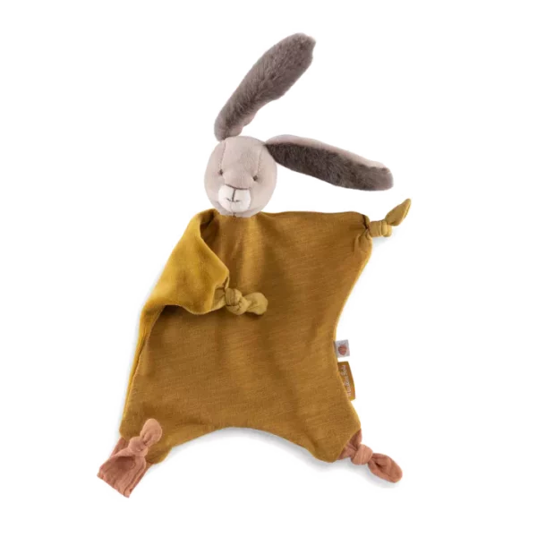 Doudou lapin plat ocre